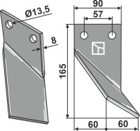 Rotorzinken 210x90mm, rechts