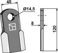 Gerades Messer 120x40mm 2