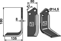 Fräsmesser 180x80mm, links 2
