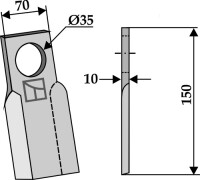 Gerades Messer 150x70mm - rechts 2