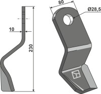 Messer 230x80mm - linke Ausführung 2