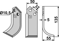 Fräsmesser 135x50mm, rechts