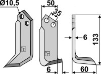 Fräsmesser 133x50mm, rechts