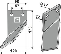 Rotorzinken 170x90mm, links