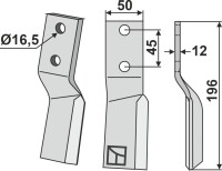 Rotorzinken 196x50mm, rechts