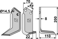 Fräsmesser 200x70mm, rechts