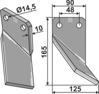 Rotorzinken 165x90mm, rechts