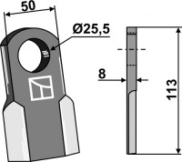 Gerades Messer 113x50mm 2