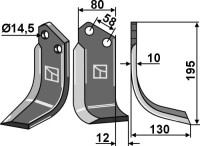 Fräsmesser 195x80mm, rechts