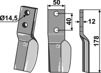Rotorzinken 178x50mm, rechts