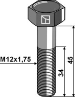 Sechskantschraube M12x1,75x45 ohne Mutter 2