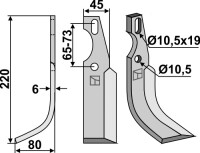 Universal Fräsmesser 220x45mm, links
