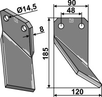 Rotorzinken 185x90mm, rechts