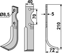 Fräsmesser 210x40mm, rechts 2
