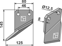 Rotorzinken 145x80mm, links