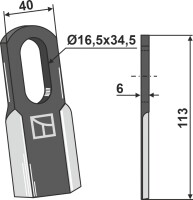 Gerades Messer 113x40mm 2