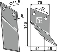 Rotorzinken 180x70mm, rechts 2