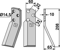 Rotorzinken 208x60mm, rechts