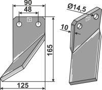 Rotorzinken 165x90mm, links
