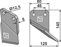 Rotorzinken 145x80mm, rechts