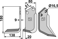 Fräsmesser 180x80mm, links 2