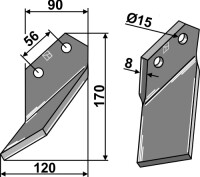 Rotorzinken 170x90mm, links
