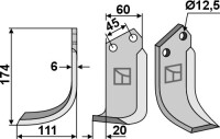 Fräsmesser 174x60mm, links 2