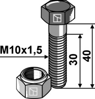 Sechskantschraube M10x1,5x40 mit Sicherungsmutter