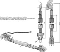 Oberlenker mit Fanghaken und Gelenkkopf M30x3,5