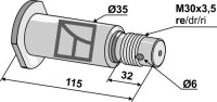 Welle mit Gewinde M30x3,5 - rechts 2