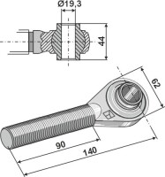 Spindel mit gehärteten Kugelaugen M30x3,5 2