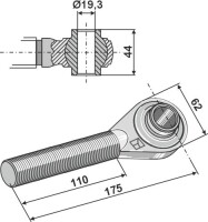 Spindel mit gehärteten Kugelaugen M30x3,5 2