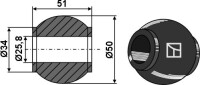 Oberlenkerkugel Kat. II - BLACK LINE 2
